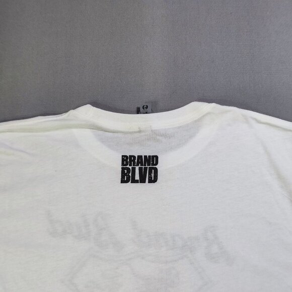 Next Level Motorcycle print short sleeve shirt men's size L white w black graphi - Picture 4 of 8